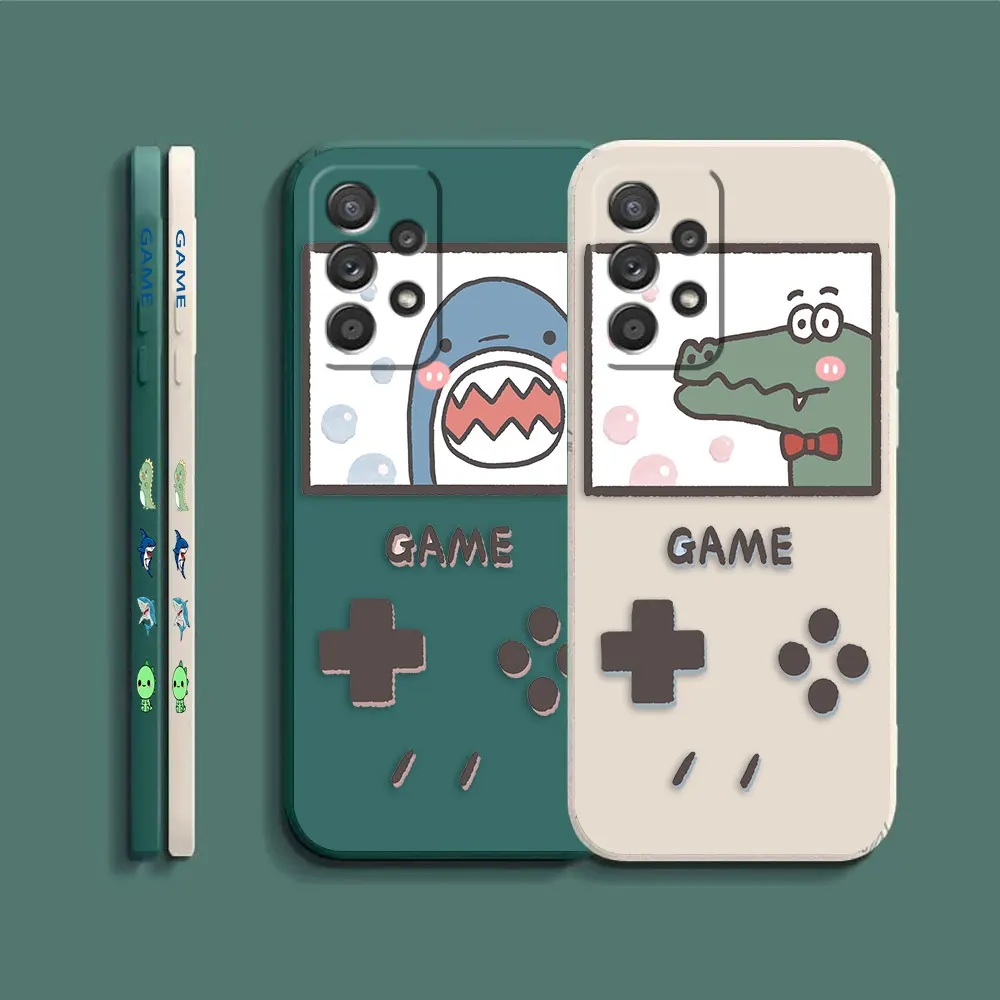 Case For Samsung Galaxy A91 A14 A73 A72 A71 A53 A52 A51 A42 A33 A32 A22 A715F A52S A22S 4G 5G Case Game Cartoon Shark Dinosaur