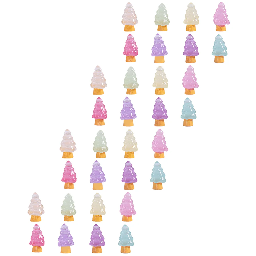 

32 Pcs Christmas Tree Cake Decorating Fish Tank Ornament Resin Tiny Model Decors