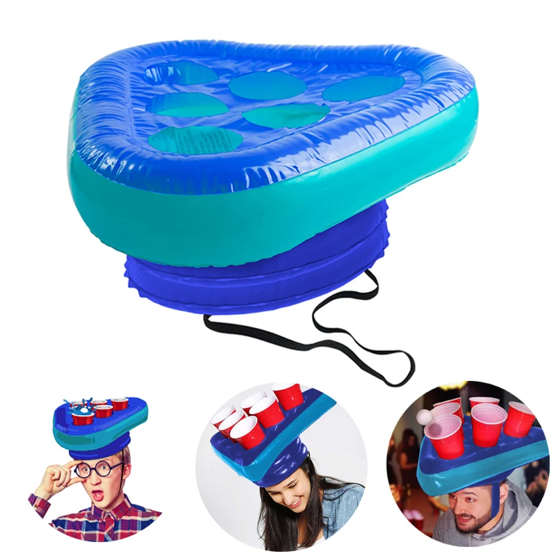 

Kids Inflatable Beer Pong Triangle CAP Throwing Interactive Outdoor Play Game Prop Toys Hat Ring Toss for Funny Lawn Parties Toy