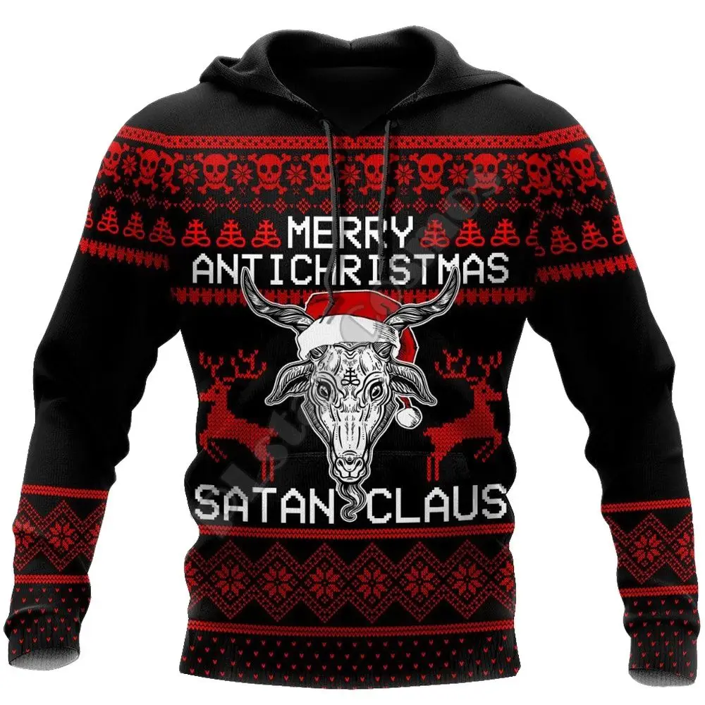

Merry Christmas Satanic Claus 3D Printed Fashion Hoodies Men Sweatshirt Unisex Zip Pullover Casual Jacket Tracksuit