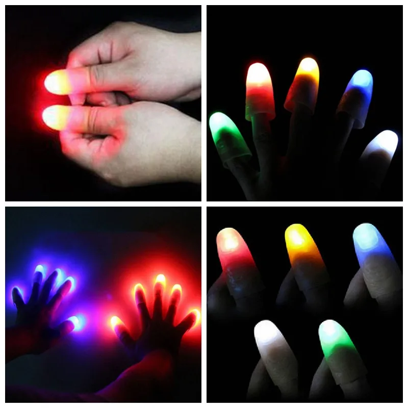 

2Pcs Funny Novelty LED Light Flashing Fingers Kids Amazing Children Luminous Gifts Magic Trick Props Fantastic Glow Toys Random