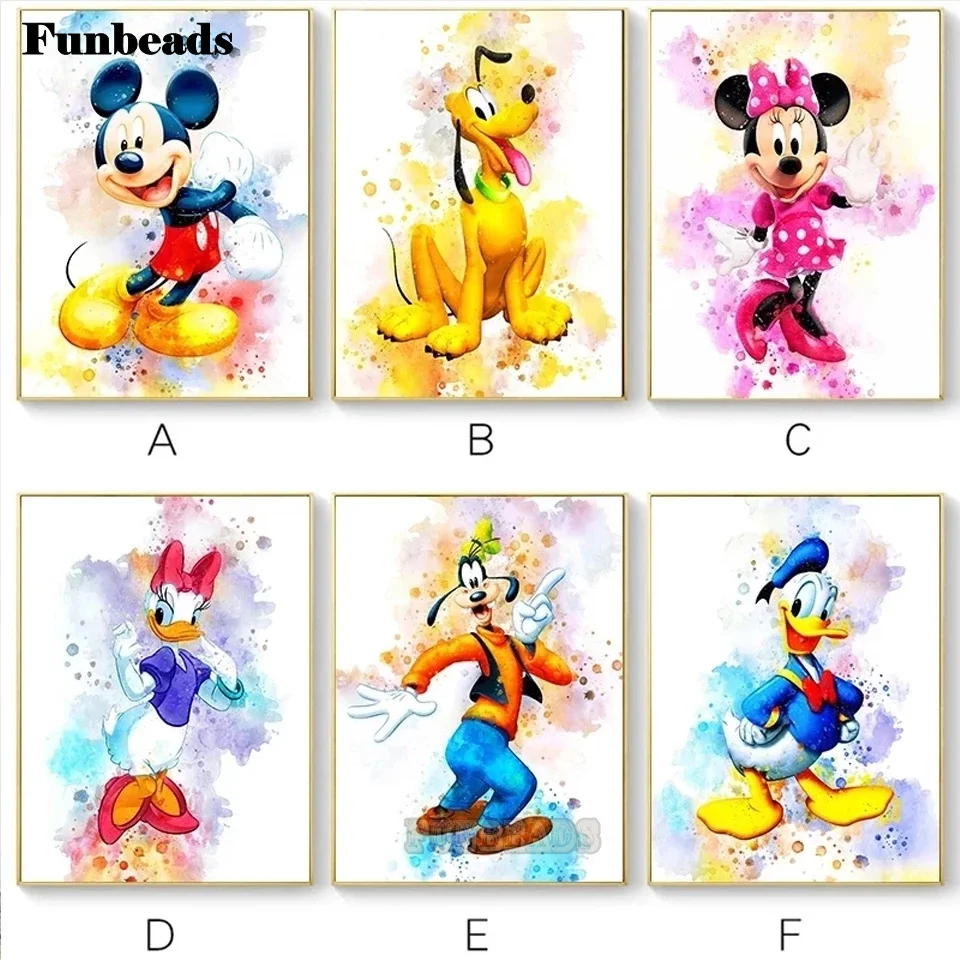 

Набор для алмазной живописи, Алмазная мозаика 5D с изображением Диснея Микки Мауса и Дональда Дак, вышивка «сделай сам», квадратная/круглая, ...