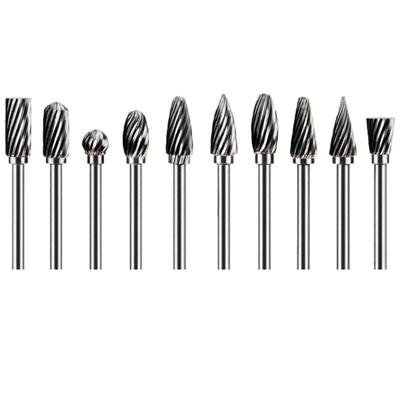 

Carbide File 3X6 Metal Electric Grinding Head Woodworking Carving Single Groove File 10 Pieces Mini Drill Set