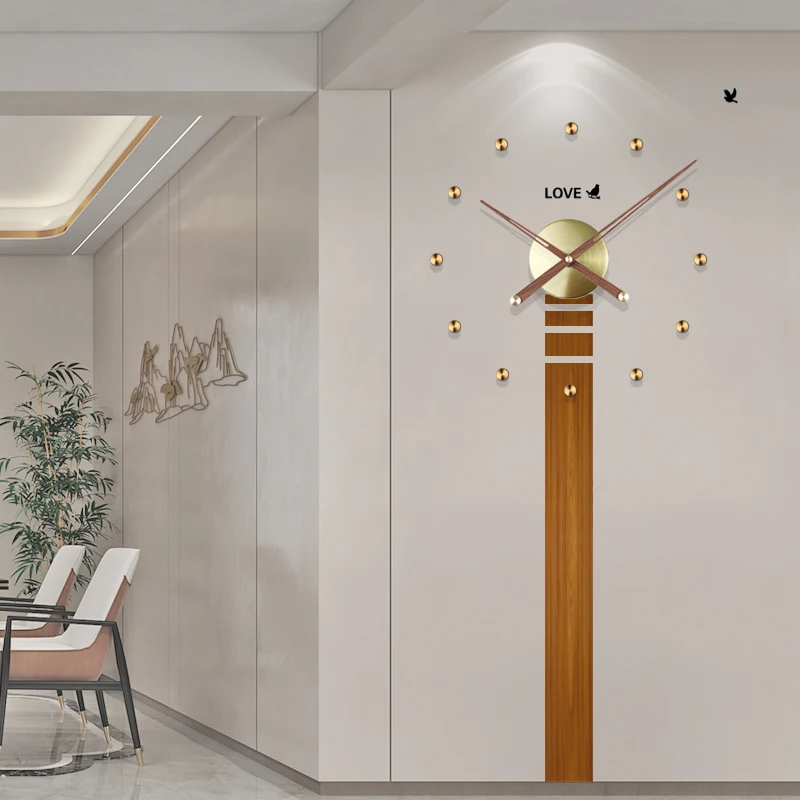 

Solid Wood Wall Clock Modern Design Metal Luxury Wall Watches Clocks DIY Home Decor Silent Living Room Orologi Da Parete Gift