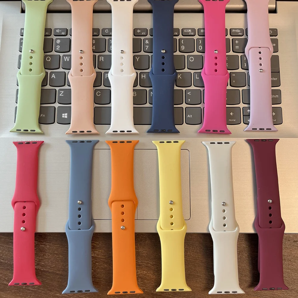 

Silicone Strap For Apple Watch band 44mm 40mm 45mm 41mm 49mm 38mm 42mm 44 45 mm Sport Bracelet iWatch Series 8 SE 7 3 5 6 Ultra