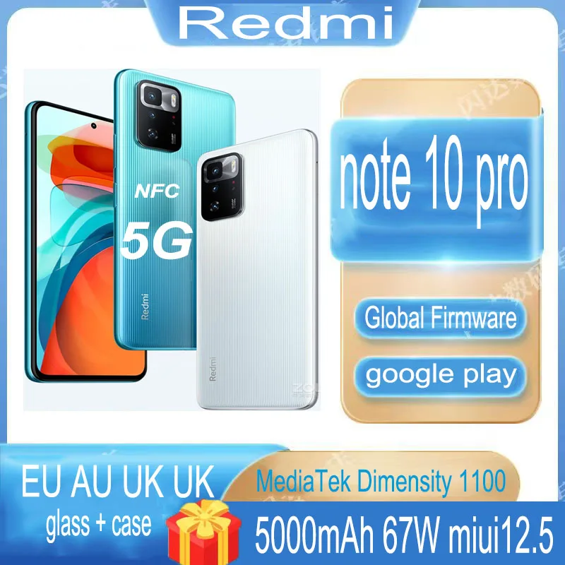 

Смартфон xiaomi redmi note 10 pro, 1100 дюйма, 67 Вт, android