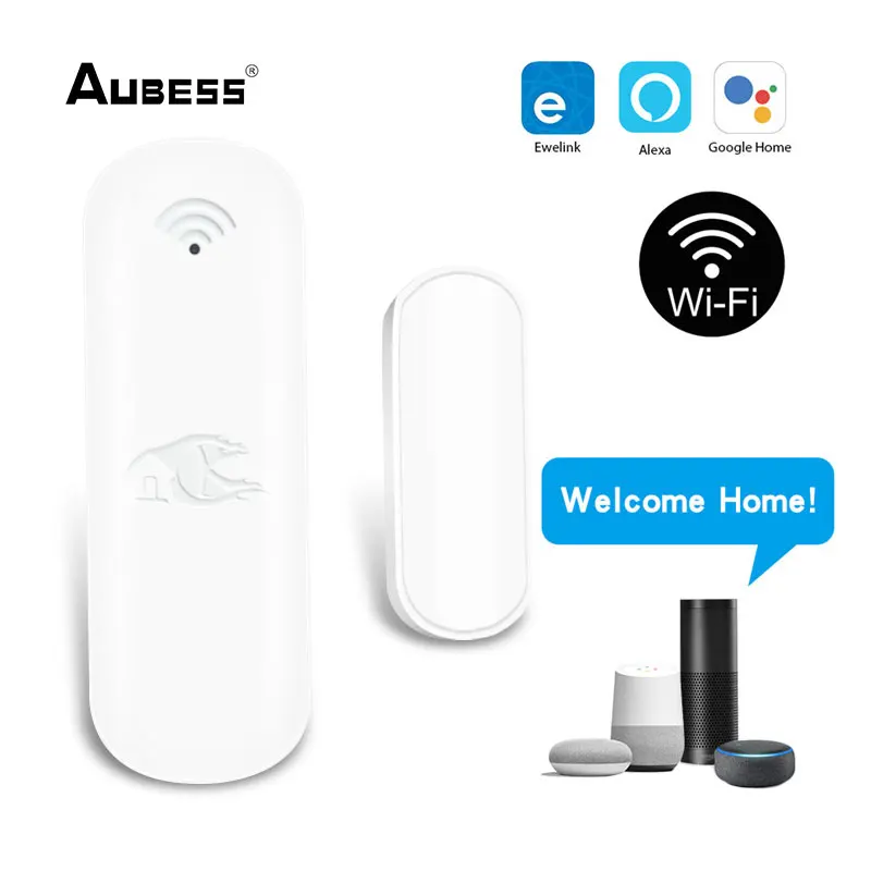 

Умный датчик окон и дверей AUBESS, Wi-Fi датчик с дистанционным управлением через приложение для домашней безопасности, голосовое управление Alexa ...