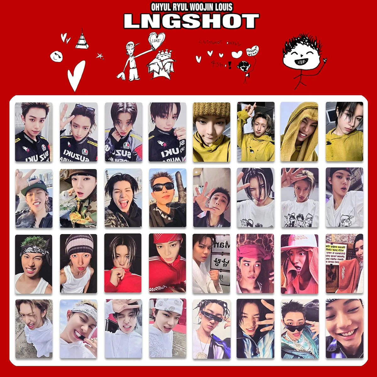 Фото 4 шт. LNGSHOT 1-й альбом SHOT CALLERS K4 Специальные карточки POP-UP Store WVS Открытки RYUL WOOJIN LOUIS OHYUL Фанатские карточки с ярким эффектом №1