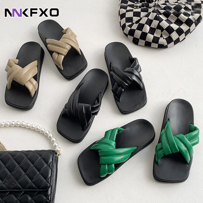 

Дизайнерские тапочки, женская обувь, женские тапочки с квадратным носком, качественные женские летние шлепанцы из искусственной кожи, шлеп...