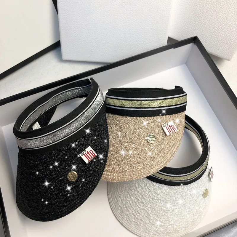 

New Summer Sunshade Hat Fashion No Top Duck Tongue Hat Women's Holiday Bright Silk Woven Sun Hat Empty Top Hat TY0009