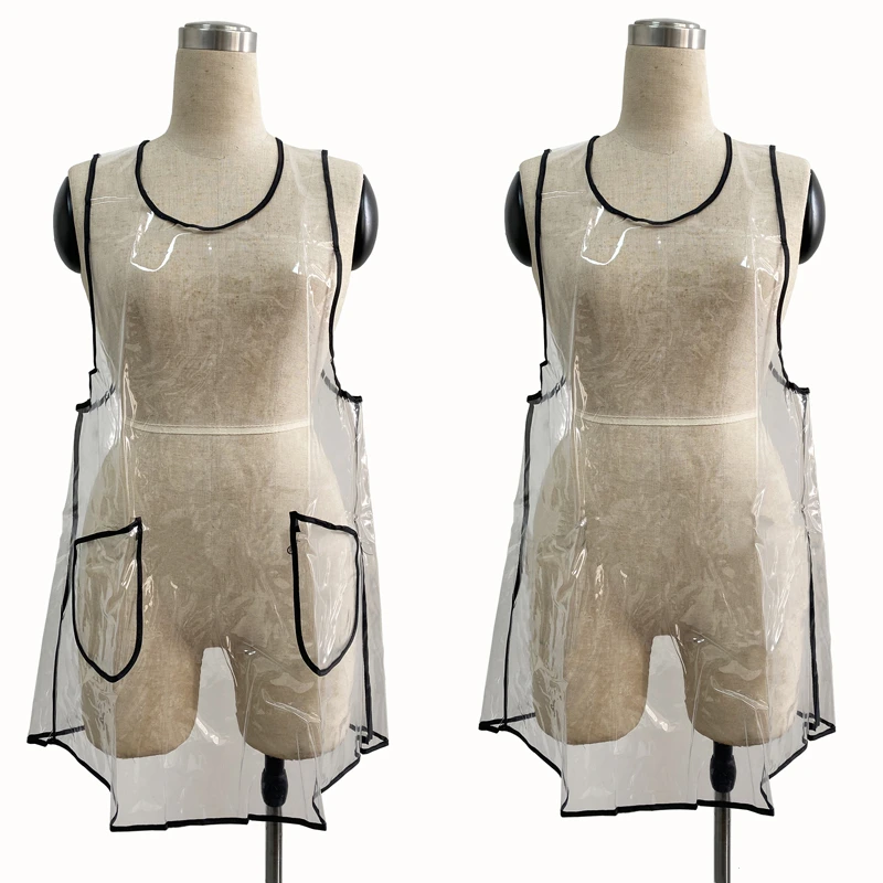 

Barber Shop Pet Groomer Working Aprons Hairdressing Apron Hair Salon Waterproof Transparent TPU Apron With Pocket For Salon