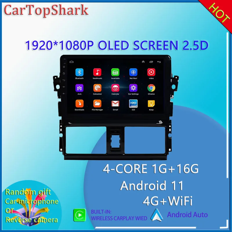 

CarTopShark 10 "Android автомобильный радиоприемник, мультимедийный видеоплеер, навигация, стерео GPS для Toyota VIOS 2013-2016, интеллектуальный дисплей