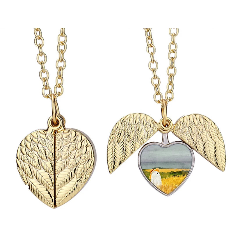

There'S A Ghost In The Wheat Field Again Udx Heart Active Angel Wing Necklace Beautiful Pendant Fashion Jewelry