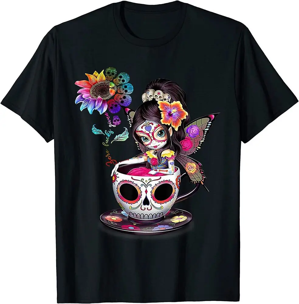 Футболка Zero Fucksz с радужным подсолнухом черепом в подарок для мужчин и женщин