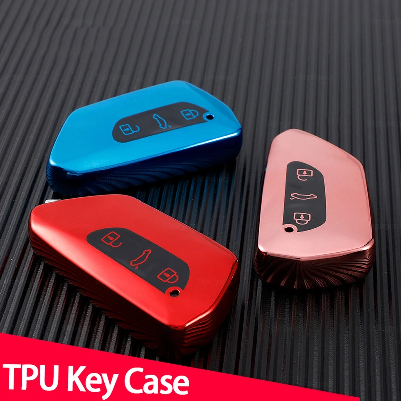 

Colorful TPU Car Key Case Cover For VW Volkswagen Golf 8 Mk8 2020 Skoda 3 Buttons Smart Keyless Remote Control Cases Keychain