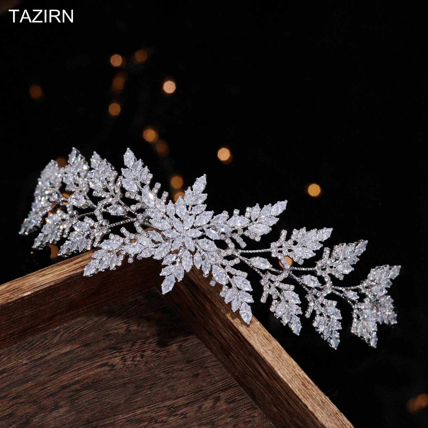 Женский обруч для волос ручной работы свадебный с кристаллами циркония