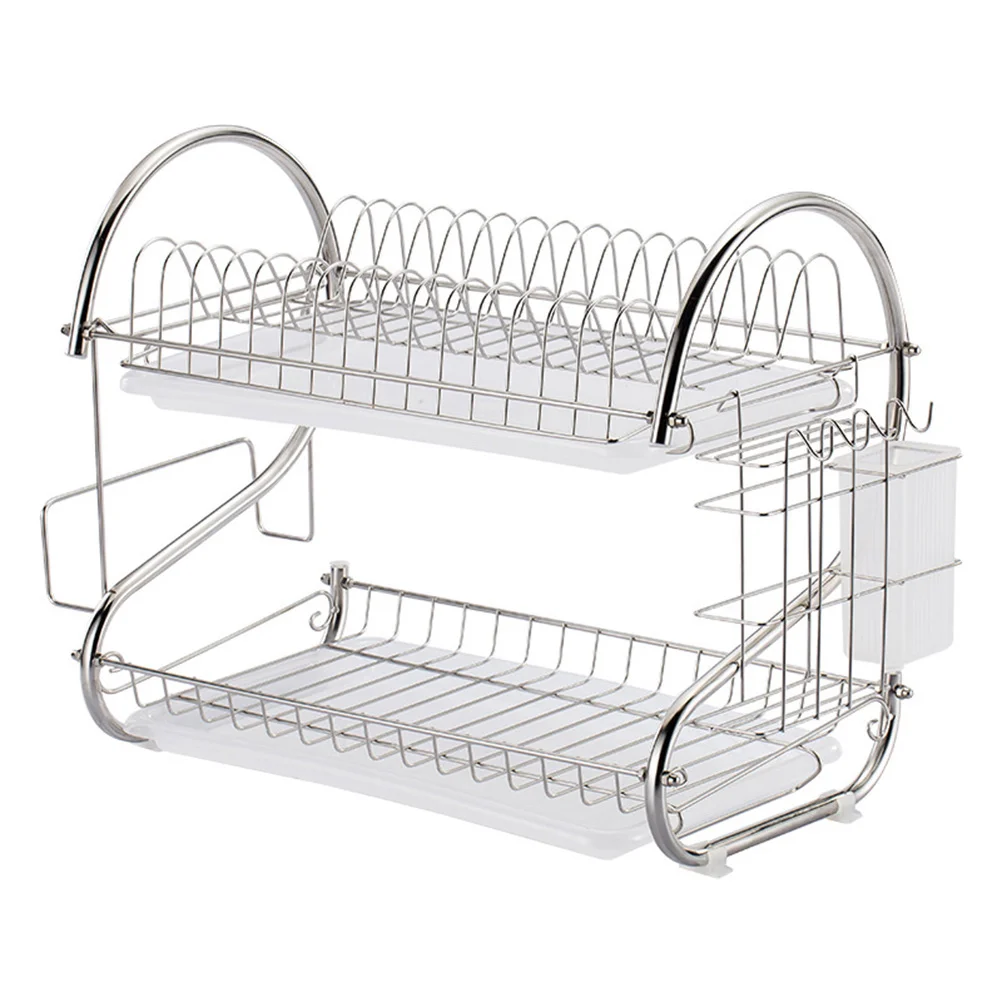 

Dish Drying Rack Stainless Steel 2 Tier Dish Drainer over The Sink Dish Drying Rack for Kitchen Dishwasher