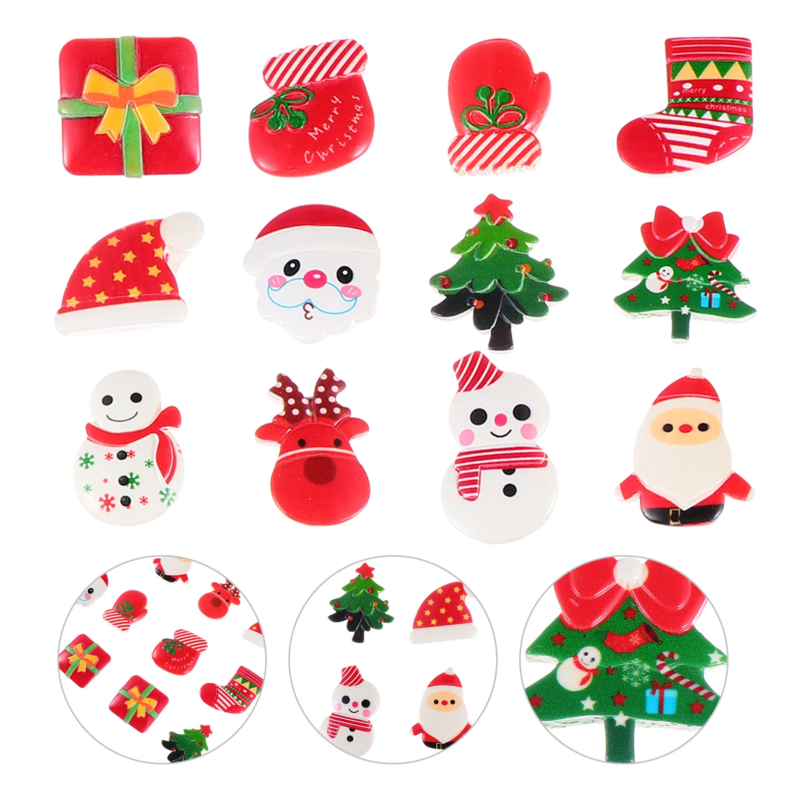 

Christmas Refrigerator Decorations Magnets Flatback Resin Holiday Party Embellishments Set Magnetic Sticker Embellishment Fridge