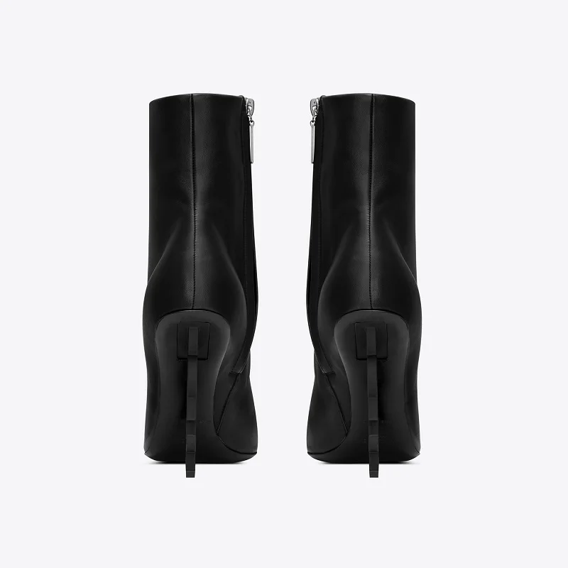 Famous Strange Style Ankle Boots Size 42 Fashion Women Black Genuine Leather Top Quality 110mm Or 80mmHeels