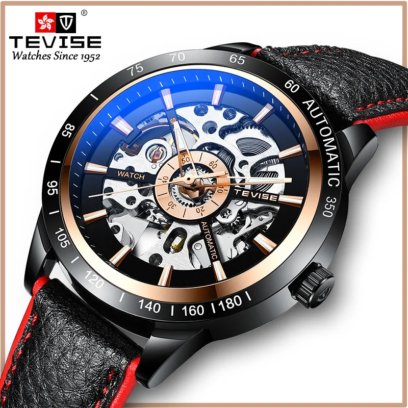 Men's hollow leather mechanical watch men's automatic mechanical watch