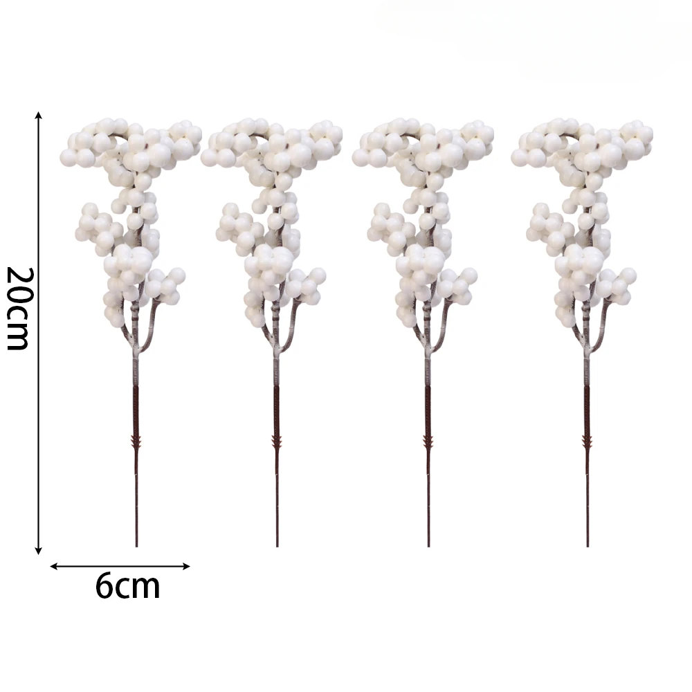 Искусственные белые ягоды и фрукты для Рождества