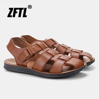 zftl mens sandals shoes beach leather casual sandals 2022new mens vintage sandals large size summer comfortable mens shoes