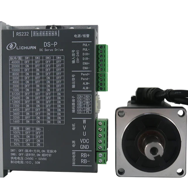 

LICHUAN DC Servo 200W DC24V-48V 6A 3000rpm 2500 line incremental DC Servo Motor with Driver 6OM00630DC+DS-P200W for cnc Machine