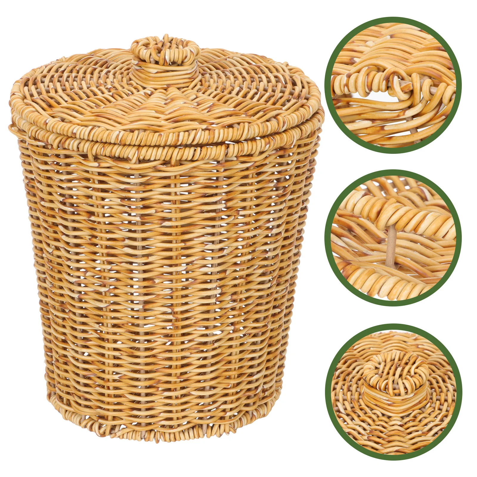 

Wicker Storage Baskets Lids Small Garbage Can Toy Storage Basket Bathroom Trash Can Lid Bins Lids Garbage Container Bin Round
