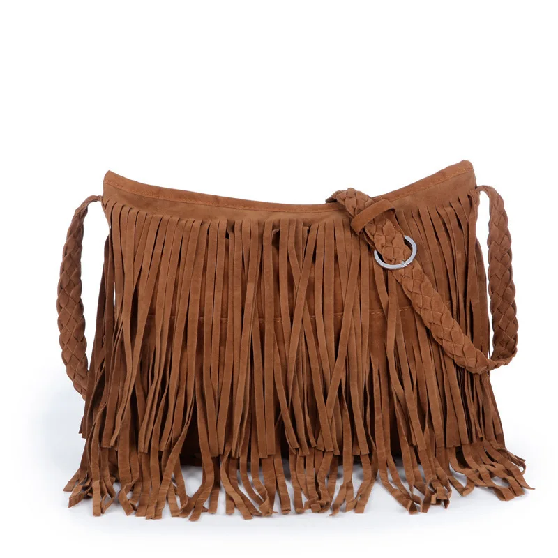 

Hippie Suede Designer Bag Fringe Tassel Messenger Bag Women Hobo Shoulder Bags Crossbody Handbag Bags for Women