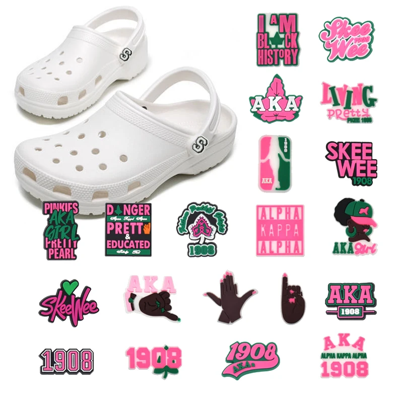 

20-pack Brand New AKA Pink Pins Croc Charms For Shoes Womens Cool Croc Pin Accessories Garden Slipper Decoration Wholesale Bulk