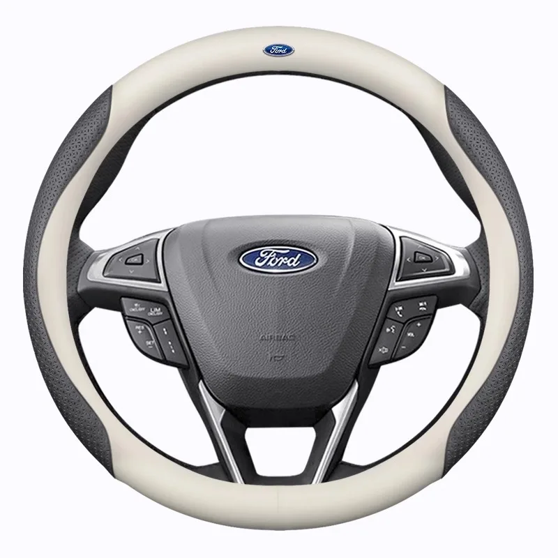 Фото Для Ford Mondeo Focus Raptor Puma Ecosport F150 Edge Explorer Ranger Fusion Kuga кожаный автомобильный чехол на руль из углеродного волокна №3