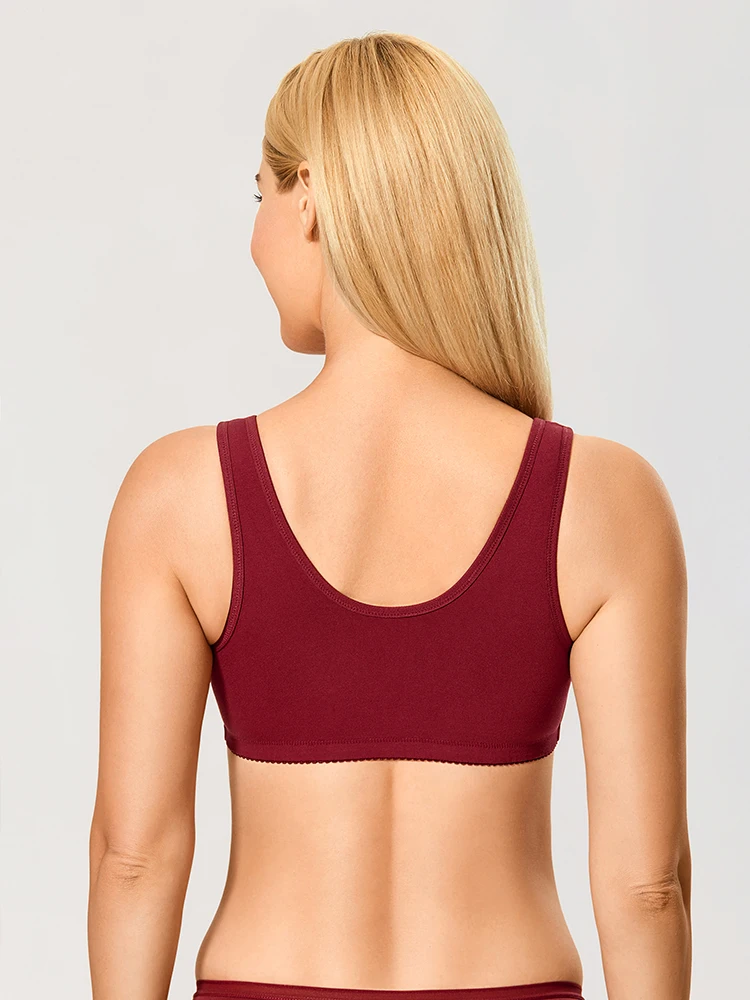 Women's Comfort Racerback Front Closure Cotton Bra Post Surgery Wireless