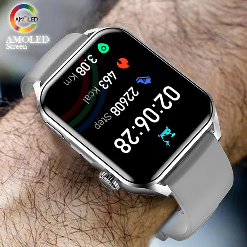 Новинка 2022, Смарт-часы с AMOLED-экраном для мужчин, 1,78 дюйма, HD, всегда на дисплее, время, NFC, Bluetooth, звонки, IP68, водонепроницаемые Смарт-часы для же...