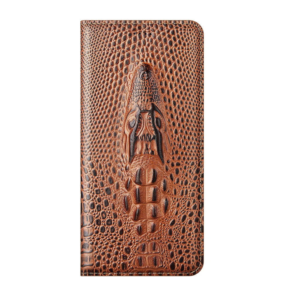 Crocodile Genuine Leather Flip Case For XiaoMi Redmi Note 5 6 7 8 8T 8 9 9s 9T Pro Max Business Phone Cover