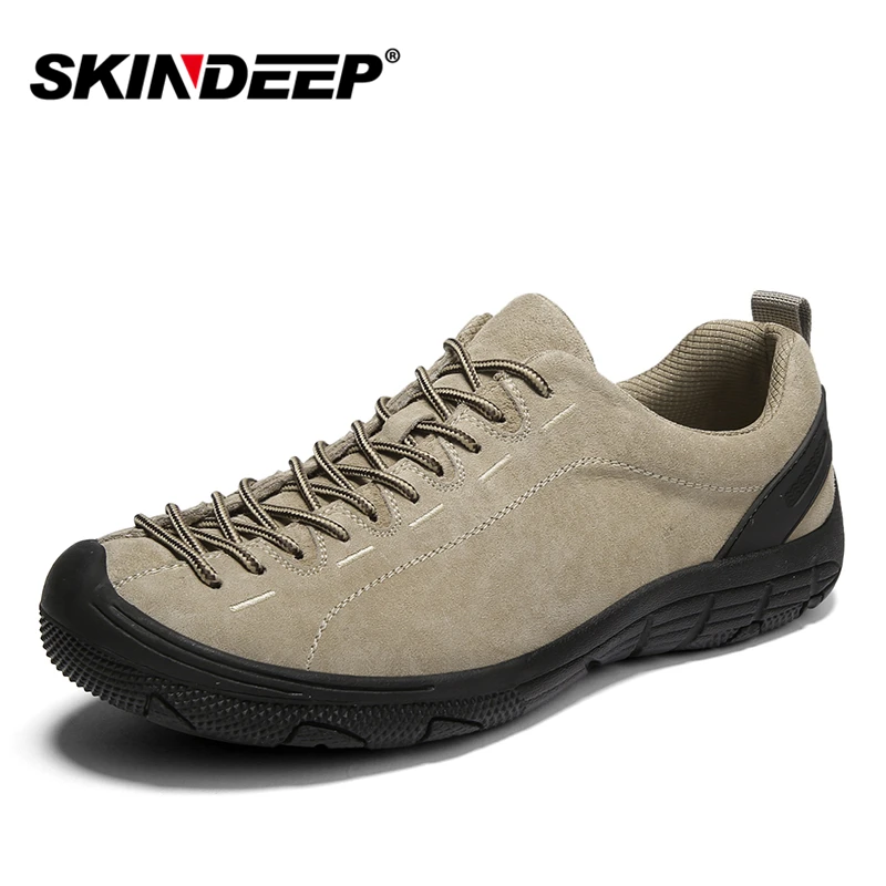 

SKINDEEP Genuine Leather Men's Shoes Non-slip Wear-resistant Sneakers Outdoor Breathable Flats Boat Shoes Men Loafers Plus Size