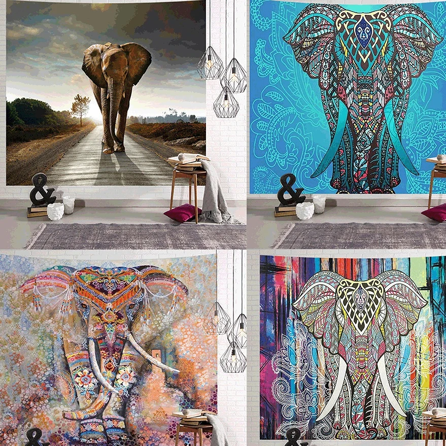 Colorful Elephant Tapestry Modern Simple Home Wall Decorative Cloth Background Wall Hanging Cloth Room Animal Tapestry