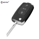 Чехол для автомобильного ключа KEYYOU 10 шт.лот, складной, с 3 кнопками, для VW, Volkswagen Jetta, Golf, Passat, Beetle, Polo, Bora
