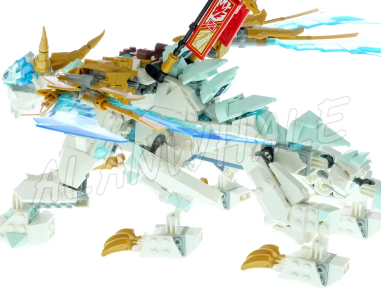 1020 шт. Shinobi Zane Ice Dragon Creature Храм Скелет Воин Золотые лезвия 11158 Строительные блоки