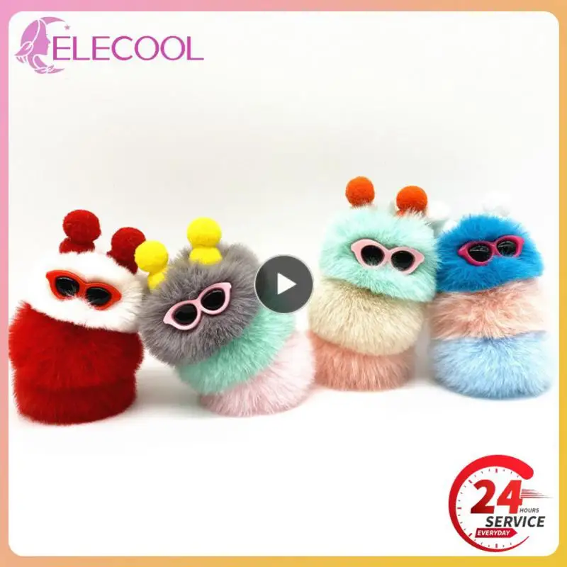 

1~10PCS Keychain Creative Plush Worm Cute Keychain Pompom Funny Valentine Day Gift Cute Key Ring Gifts Car Keychain