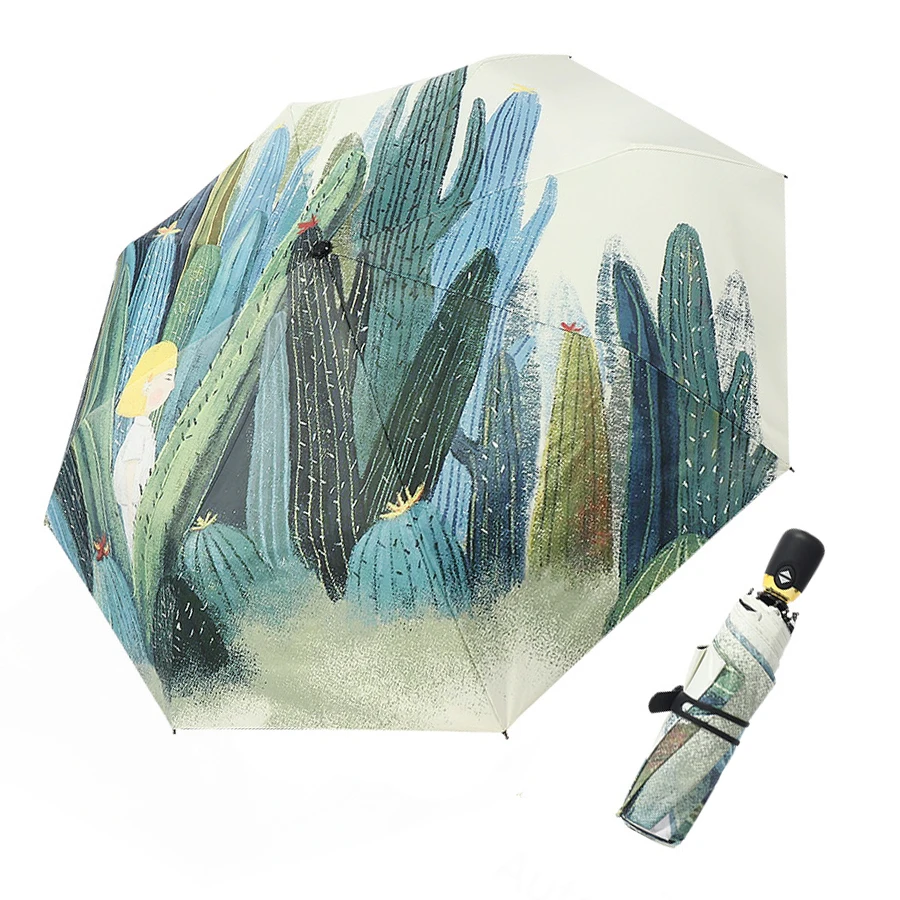 

Cactus Umbrella Women AutomaticFolding Anti-UV Rainproof Umbrella Parasol Rain Sun Light Umbrellas Gift
