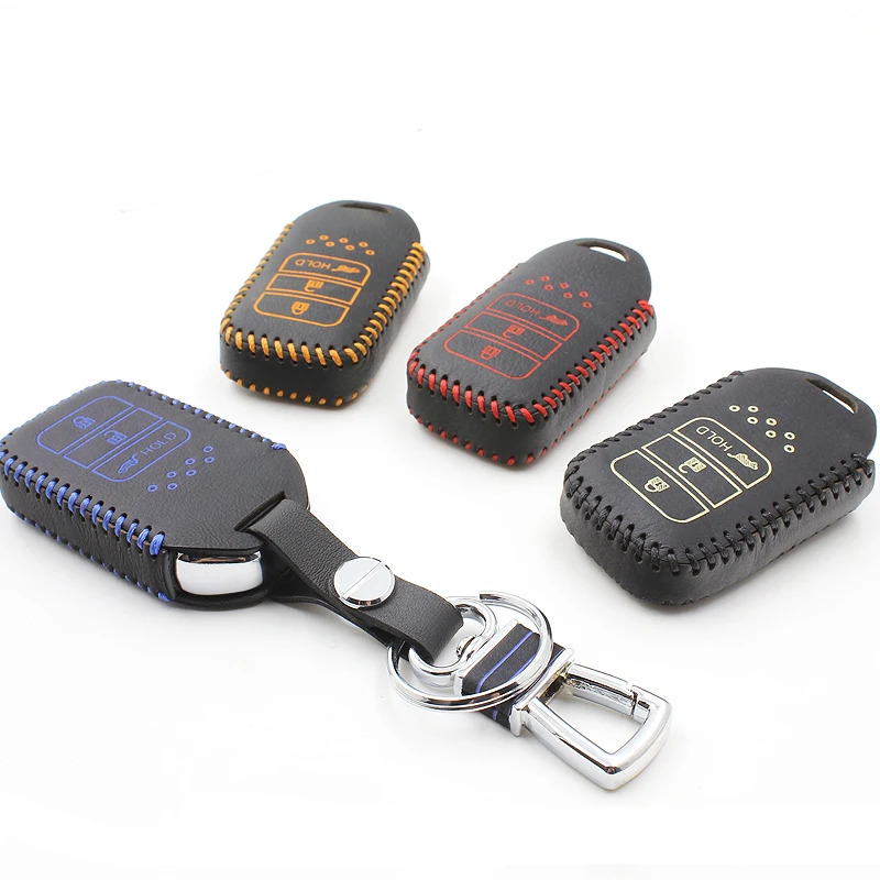 

luckeasy leather key case for honda crv 2013 cr-v 2.0l xr-v wallet holder remote car key cover key2a