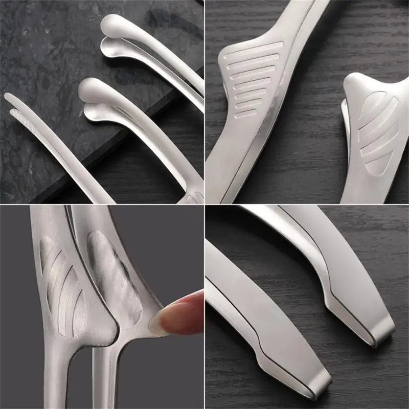 

1PC BBQ Food Tongsnon-slip Barbecue Clip Stainless Steel Grill Cooking Tong Bread Baking Outdoor Grilling Clamp Kitchen Utensils
