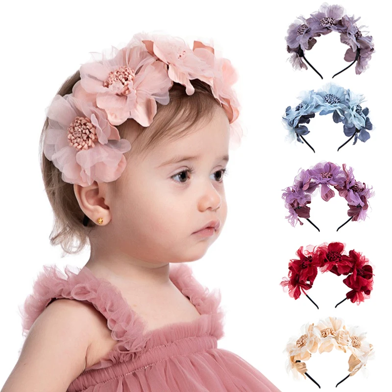 

Baby Headband Baby Girls Crown Headband Princess Hair Accessories Kids Bridal Floral for 0-3years Child Photo Tools