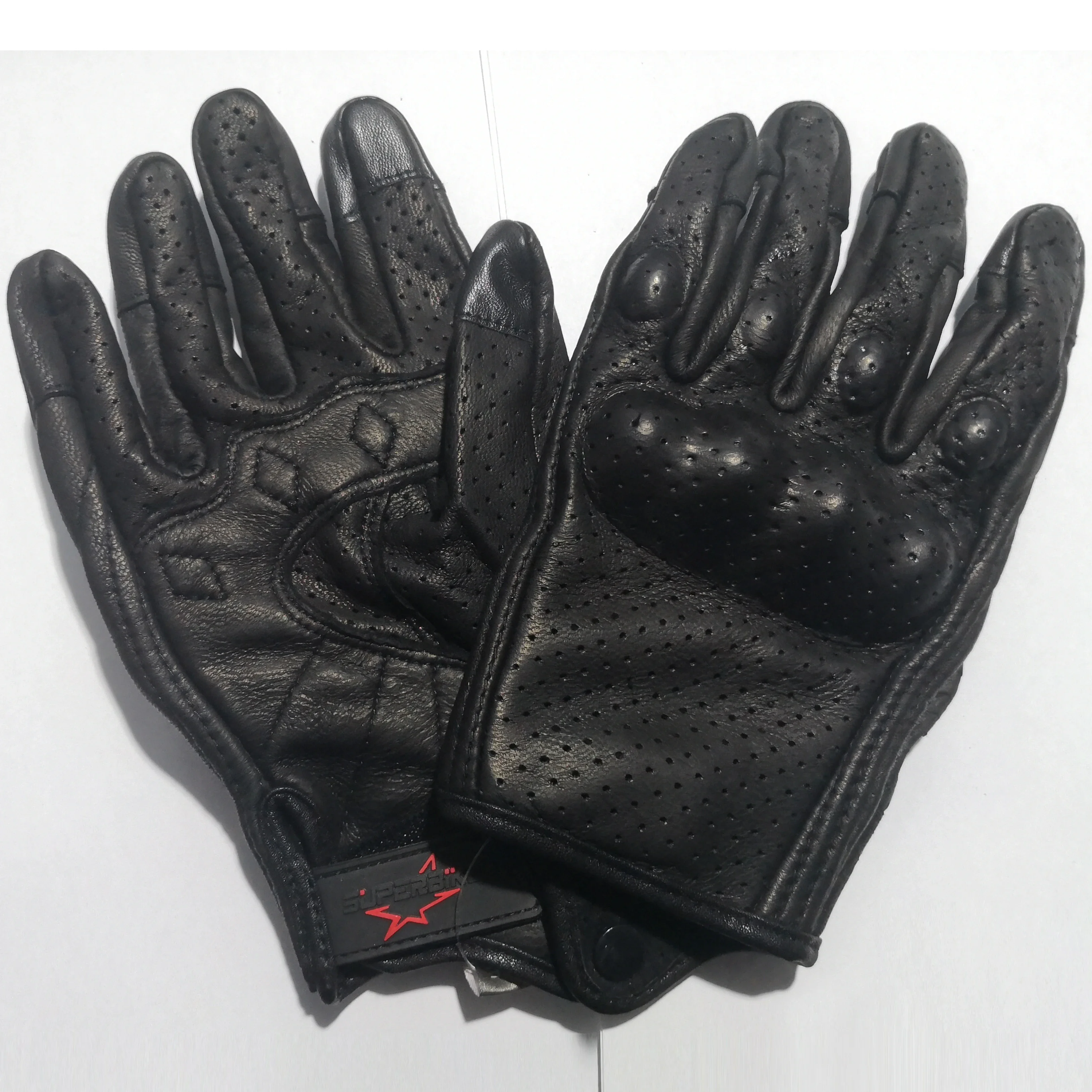 Мотоциклетные Перчатки из натуральной кожи для мужчин летние митенки езды на