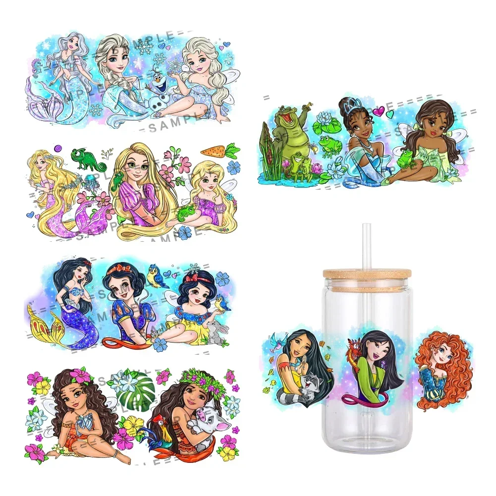 11x24 см Disney смешанная принцесса персонаж УФ DTF переводная наклейка водостойкие