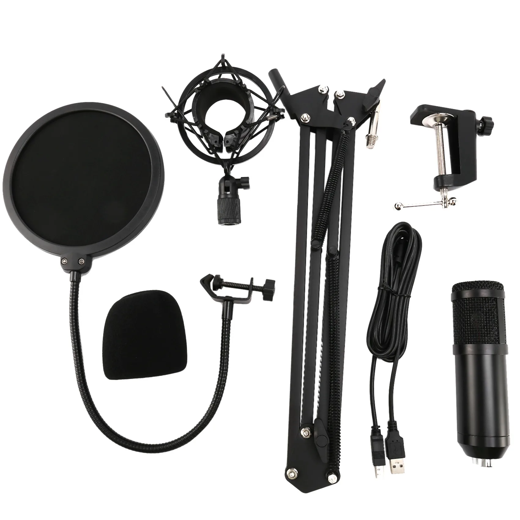 

USB Condenser Microphone, 192KHZ/24Bit Professional PC Streaming Podcast Cardioid Microphone Kit for Recording