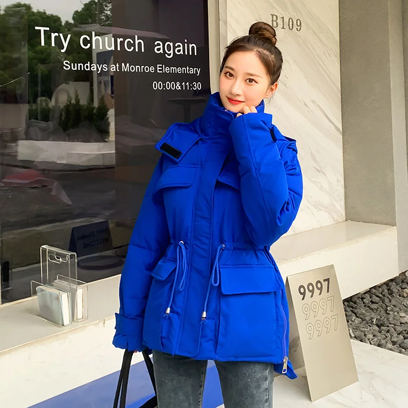 PinkyIsBlack Tooling Thick Padded Winter Jacket Coat Down Cotton Women Short Style Drawstring Loose Hooded Female Winter Clothes