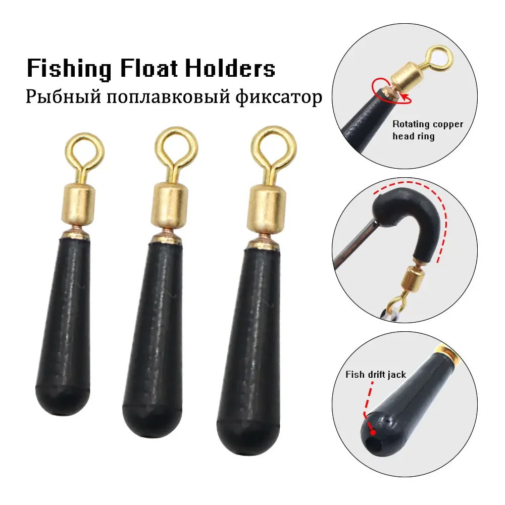 

30Pcs Fishing Gear Float Rest Holders For Fish Rig Block Rotation Drift Fishing Floats Accessory Bobber Copper Rubber Float Base