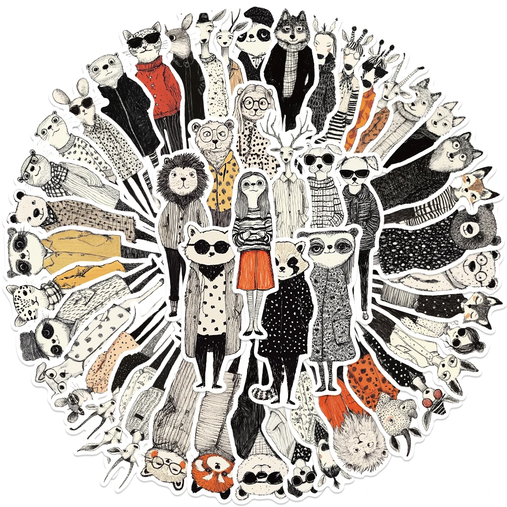 

50 шт. водонепроницаемые виниловые наклейки с героями мультфильмов и животными