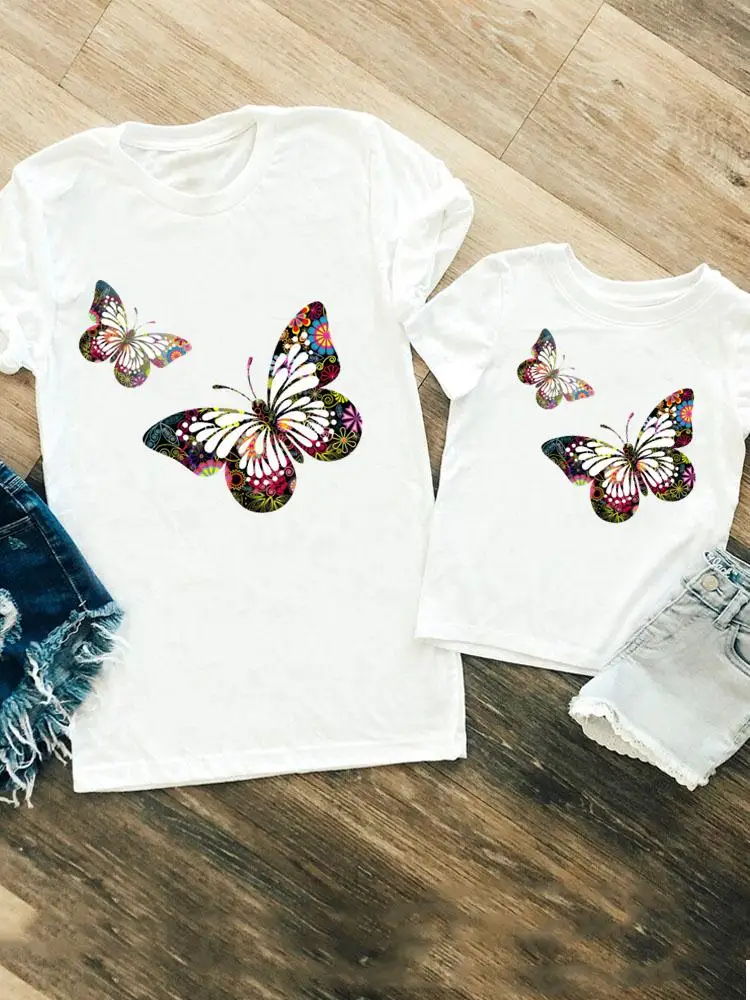 

Family Matching Outfits Women Girls Boys Kid Child Summer Mom Mama Butterfly 90s Cute Tshirt Tee T-shirt Clothes Clothing